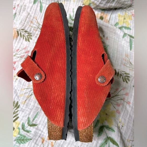 Birkenstock Boston Pink Red Corduroy Clogs Women’s Size EU 39 is US 8/8.5 - Picture 6 of 9